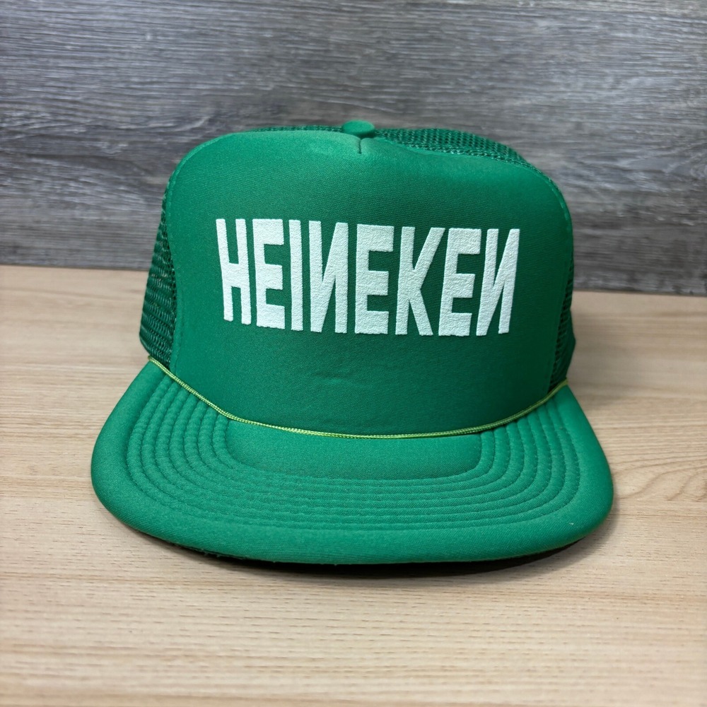 Vintage Heineken Hat‎ Cap Hat Snapback Green Trucker Beer 90s